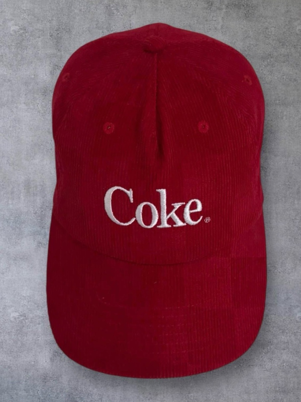 Vintage Coca-Cola Classic Coke Logo Red Corduroy Snapback Hat Unisex Adjustable
